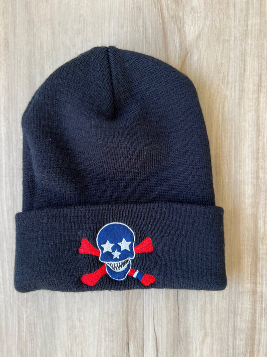 Classic Ribbed Beanie - Black Embroidered