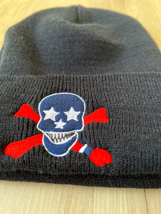 Classic Ribbed Beanie - Black Embroidered